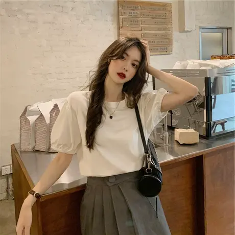 2023新款春夏欧货别致小衫爆款纯欲上衣甜辣妹短款女装短袖t恤ins图片