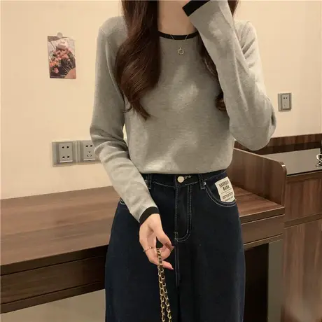 2024新款洋气打底衫修身内搭设计感小众长袖T恤女早春秋冬上衣商品大图