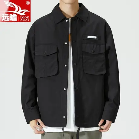 远瞻春秋季外套男2023新款潮牌痞帅宽松翻领夹克工装休闲上衣男装商品大图