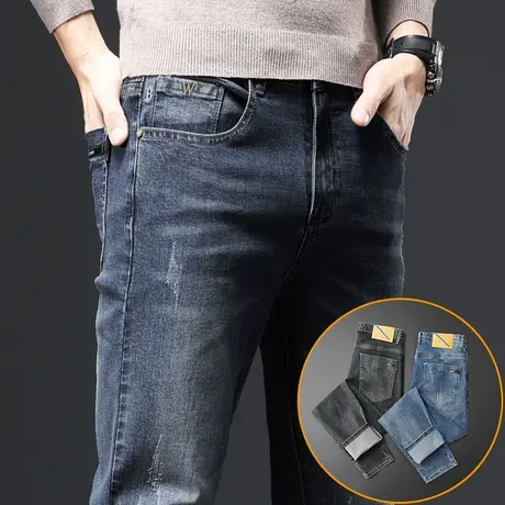 春季牛仔长裤男士2024年新款宽松直筒蓝色休闲男裤子春秋款秋冬款商品大图