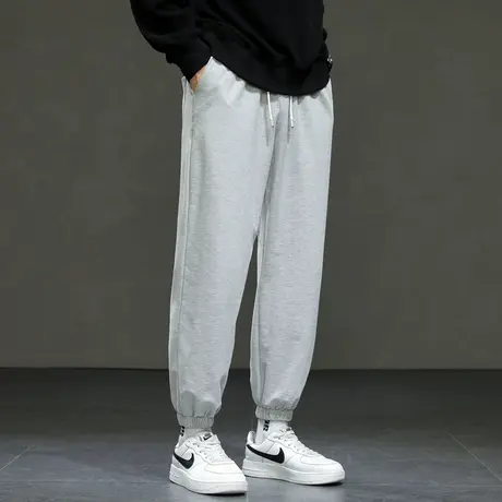 灰色卫裤男秋季新款加绒美式男生运动裤秋冬宽松束脚休闲裤子男款商品大图