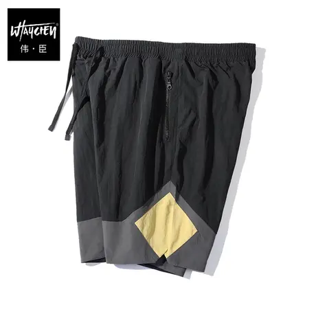 伟臣潮牌大码男装夏季休闲短裤男胖子加肥加大拼接速干运动五分裤商品大图