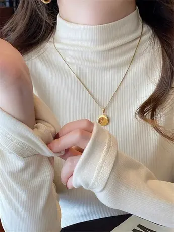 半高领加绒打底衫女2023秋冬内搭打底上衣欧货加厚磨毛长袖t恤女商品大图