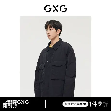 GXG男装 商场同款费尔岛系列黑色简约口袋夹克外套 22年冬季新品图片