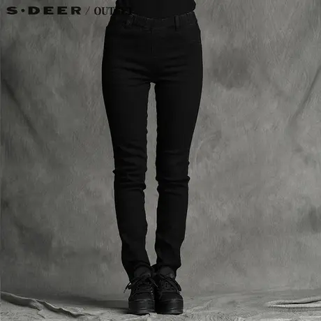 sdeer圣迪奥女装冬装松紧腰部弹力修身长裤S14480891商品大图