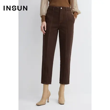INSUN恩裳春季修身小脚裤纯棉百搭裤商品大图