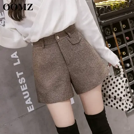 短裤女秋冬季2023年新款高腰显瘦宽松大码毛呢阔腿裤a字靴裤外穿图片