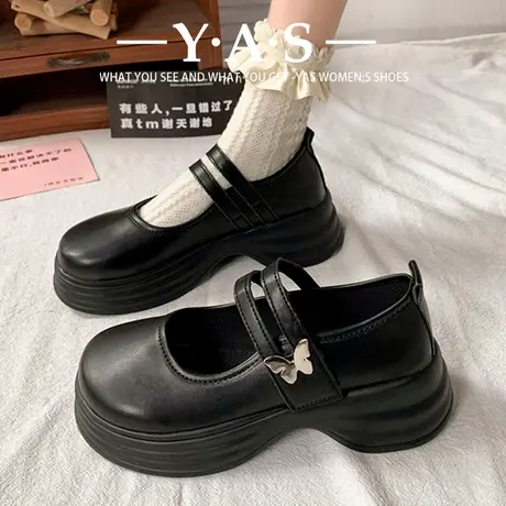 圆头黑色百搭小皮鞋女2024春季新款粗跟百搭日系jk玛丽珍单鞋ins商品大图