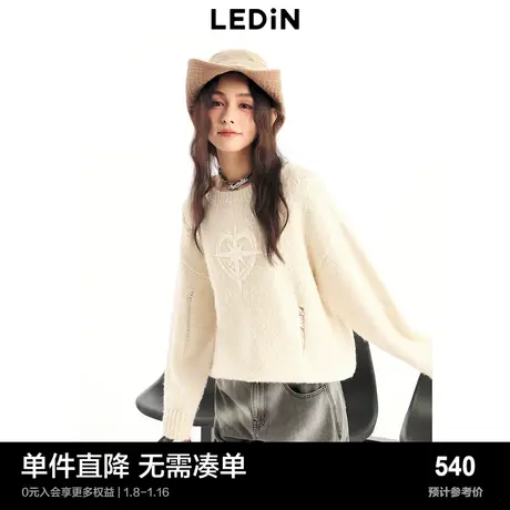 【商场同款】乐町圆领宽松肌理套衫秋冬新款针织衫女C2EED4E05图片