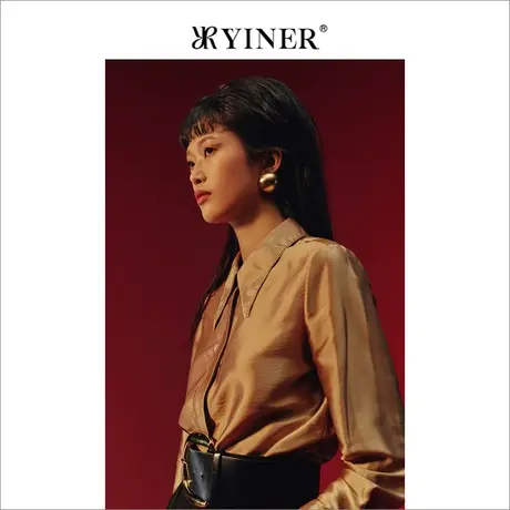 YINER音儿女装2022夏季长袖上衣女法式衬衫商品大图