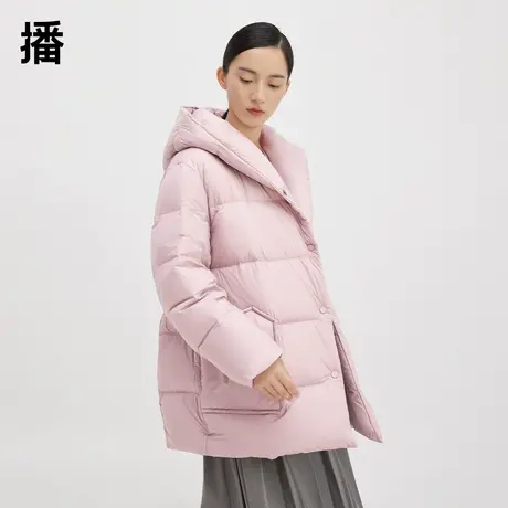 播白鸭绒连帽羽绒服女2023秋冬新款短款保暖加厚面包服DDQ4RD5733图片