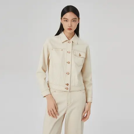LANCY/俪雅春季新款牛仔夹克外套女高级感通勤时尚短款上衣图片