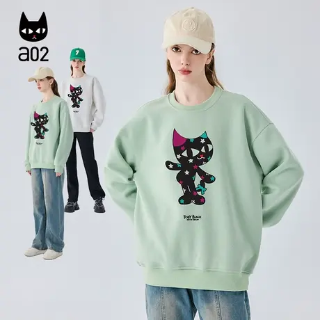 a02【城市步行】2024春季新款圆领卫衣女宽松休闲显瘦印花上衣图片