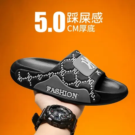 潮牌拖鞋男士2024新款夏季外穿防滑运动沙滩凉拖青少年厚底踩屎感图片
