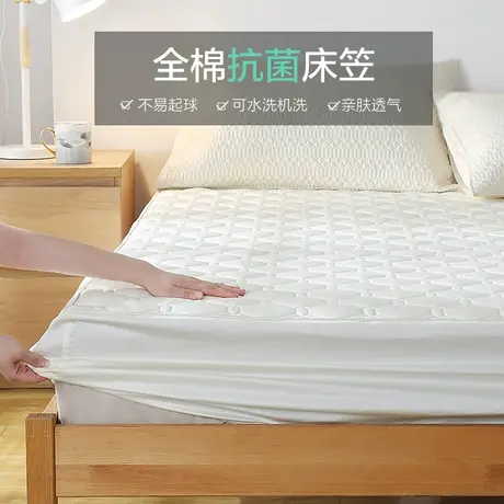 恒源祥全棉抗菌床笠夏季纯棉薄床垫防滑单件床护罩儿童床垫保护套图片