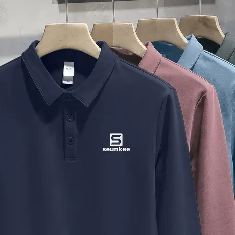 长袖polo衫男士翻领t恤保罗有领商务潮流字母印花带领打底衫秋衣商品大图