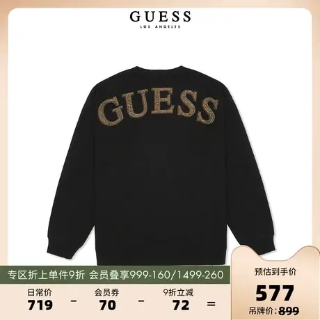 GUESS23新款秋女士oversize简约圆领宽松打底长袖卫衣W3PP44K2Q40图片