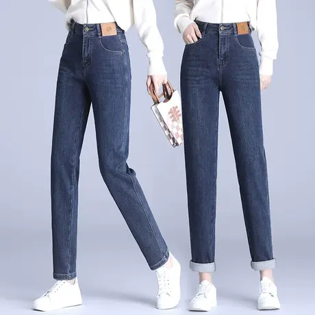 牛仔老爹裤女秋季2023年新款大码宽松显瘦萝卜裤小个子弹力哈伦裤商品大图