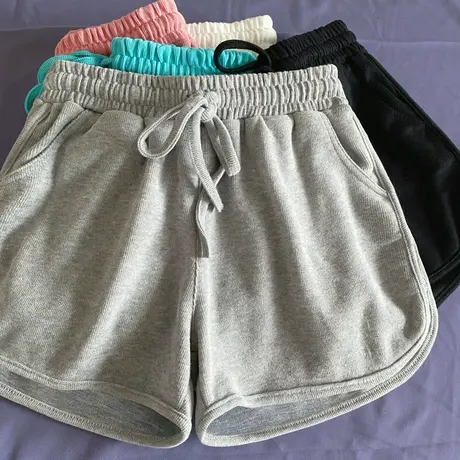 运动短裤女夏外穿纯色阔腿宽松大码显瘦休闲热裤高腰跑步居家睡裤商品大图