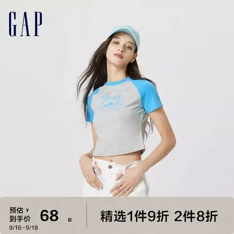 Gap女装插肩袖T恤LOGO户外撞色修身短袖上衣 夏季2023新款659474图片