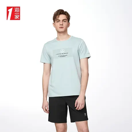 海一家基础圆领短T2023夏季新款字母印花时尚休闲短袖T恤男商品大图
