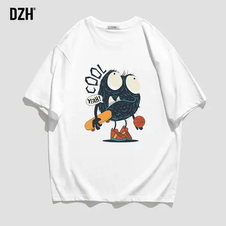 男士白色t恤男ins潮流百搭衣服潮牌短袖男款夏季纯棉男装印花体桖商品大图