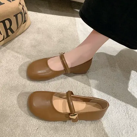 单鞋女2023夏季新款浅口圆头一脚蹬豆豆鞋平底鞋通勤晚风气质韩版商品大图