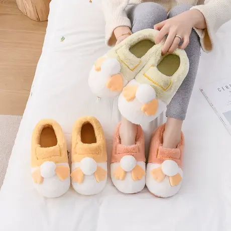 冬天室内居家拖鞋男女情侣可爱毛绒家居保暖毛茸茸棉拖鞋家用包跟商品大图