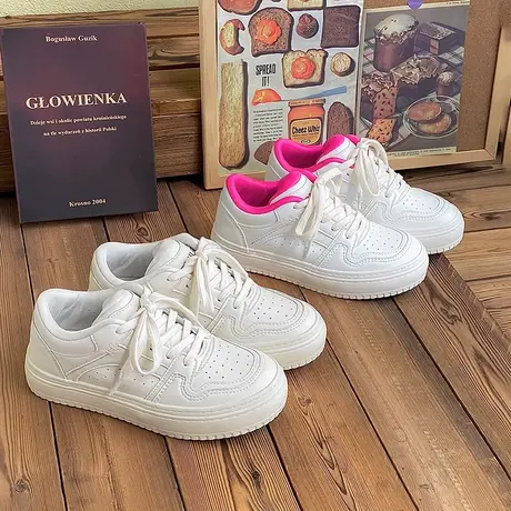 小白鞋女皮面2023夏季新款透气百搭板鞋厚底休闲舒适透气运动鞋子商品大图