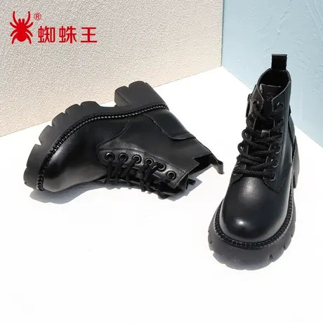 蜘蛛王断码清仓正品马丁靴女真皮2022秋商场新款短靴子女厚底增高图片