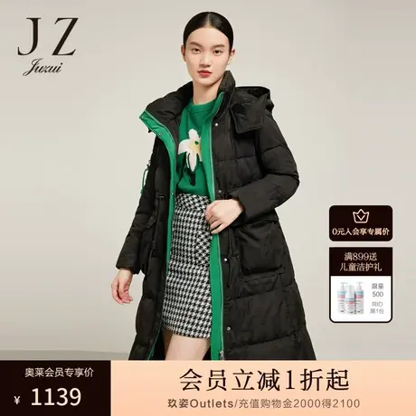 JZ玖姿加厚羽绒服女装2022冬季新款设计感保暖白鸭绒外套商品大图