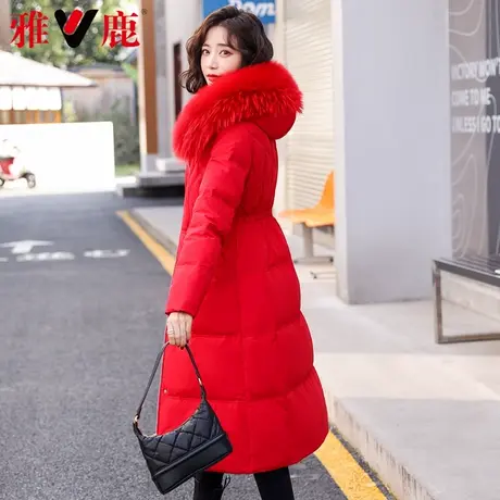 雅鹿大狐狸毛领羽绒服女中长款2022冬季新款长过膝宽松加厚外套潮商品大图