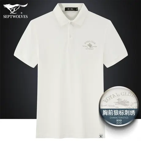 七匹狼狼族生活翻领短袖T恤男夏季休闲商务纯棉疏孔透气Polo衫男商品大图