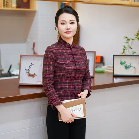 筠雅春季新款新中式复古显瘦旗袍式上衣时尚气质唐装上衣女25J100商品大图