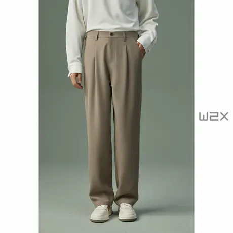 w2x春秋季新款直筒宽松弹力休闲裤男垂坠感小西装裤高级感长裤子商品大图