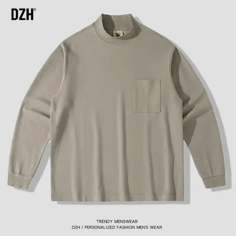 秋季卡其色卫衣男士立领宽松潮牌百搭痞帅外套男2023新款秋装上衣商品大图