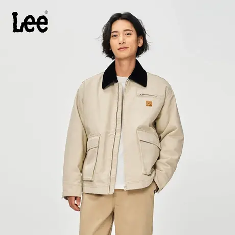Lee25秋冬新品舒适版撞色翻领拉链工装大口袋设计男款棉服外套潮商品大图