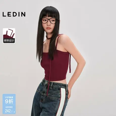 【商场同款】乐町辣妹风吊带背心秋新款红色着针织吊带C2EFF3525图片