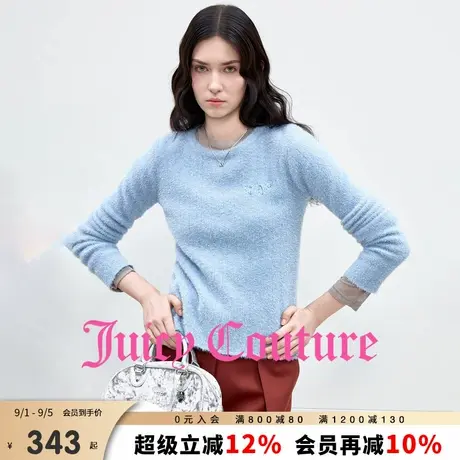 Juicy Couture橘滋针织衫女2025年秋季新款刺绣圆领修身打底上衣商品大图