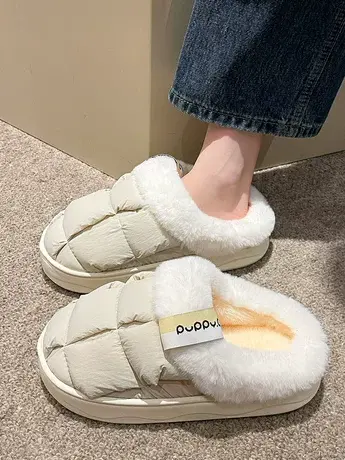 棉拖鞋女冬季外穿情侣室内居家厚底羽绒防水防滑加绒保暖包头棉鞋商品大图