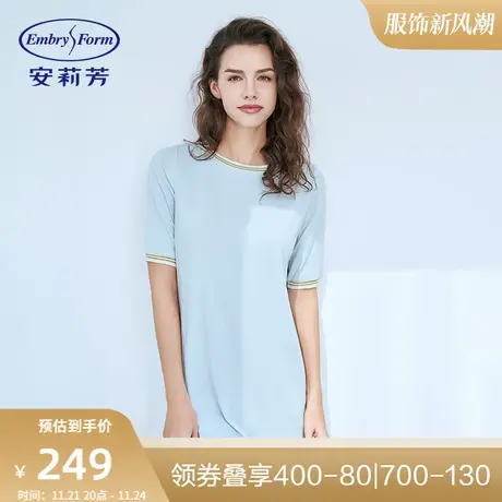 安莉芳棉质短袖中长款睡裙女舒适简约套头家居裙EL00187商品大图