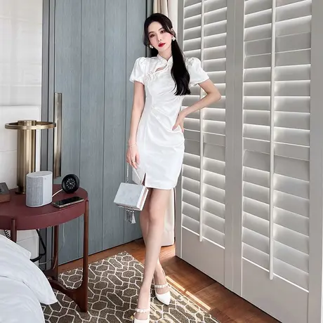 洋气修身改良旗袍年轻款小众夏季新款中式别致小个子礼服连衣裙女图片