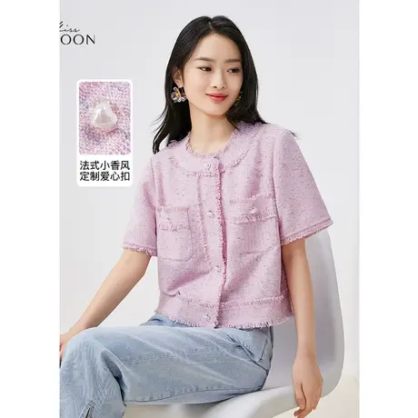 MISSCOCOON法式小香风秋季短外套女2023新款夏季短袖针织开衫上衣商品大图