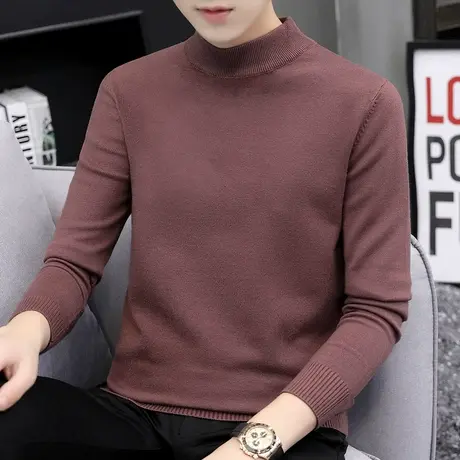 半高领毛衣男士春秋款针织上衣中领打底衫毛线衣男款线衫潮流个性图片