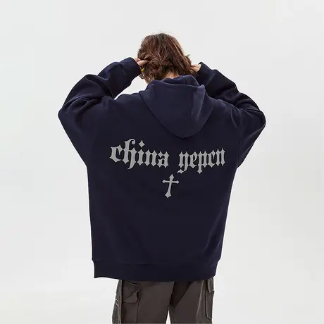 YEP美式复古连帽开衫卫衣女2025新款春秋款潮牌帽衫宽松外套上衣商品大图