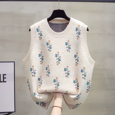 圆领大码针织马甲背心女2023秋装新款宽松外穿马夹外搭毛衣坎肩潮商品大图