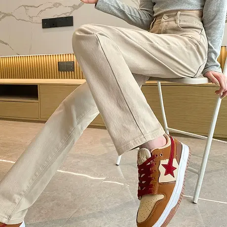 法棍裤女牛仔裤大码胖MM200斤窄版直筒裤高腰弹力显瘦烟管裤长裤图片