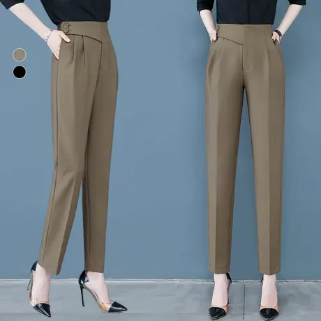设计感高腰西装裤女显瘦烟管裤2024年春秋新款百搭九分哈伦休闲裤图片