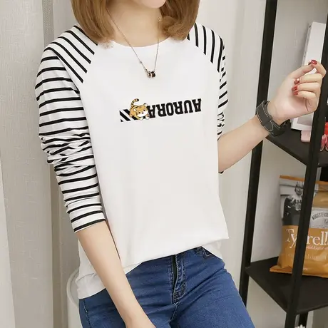 春秋打底衫2022年新款早秋大码纯棉长袖t恤女学生秋装宽松上衣服图片