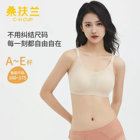 桑扶兰软支撑无尺码吊带背心式无痕无钢圈美背透气大胸显小女胸罩商品大图